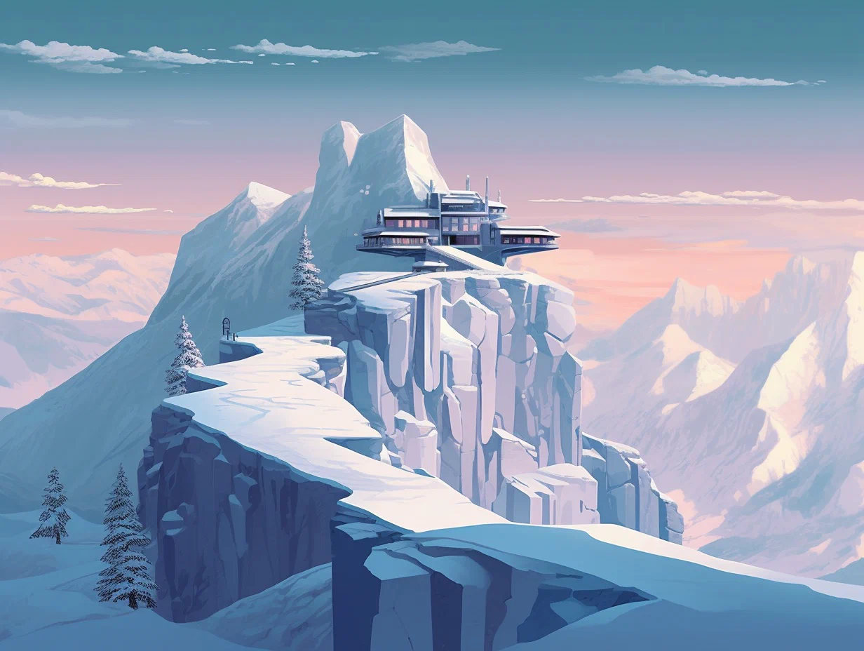 The team arrives in swiss Alps, where Sterling hides in a futuristic, highly secured chalet on top of the mountain.