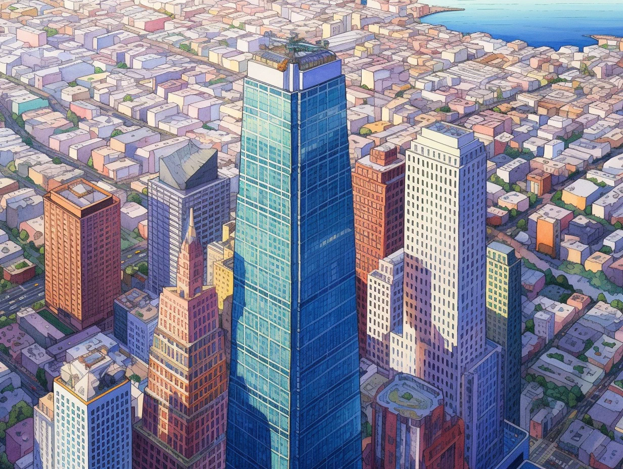 Jack and his companions approach the sleek, impressive Sterling Corporation building, a stark contrast to the surrounding Silicon Valley landscape.